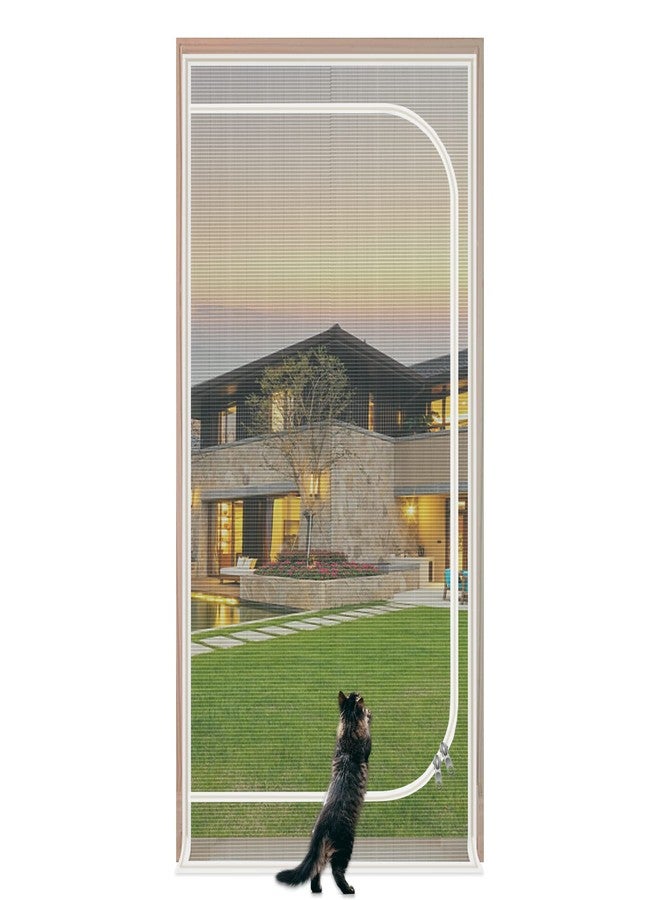 QWR Upgraded Pet Screen Door Opening Fits Doors Up to 36"x84",Heavy Duty Cat Proof Mesh Screen Door with Zipper Closure,Prevent Cats Running Out from Home,Bedroom,Living Room,Kitchen,(White) - Image 1