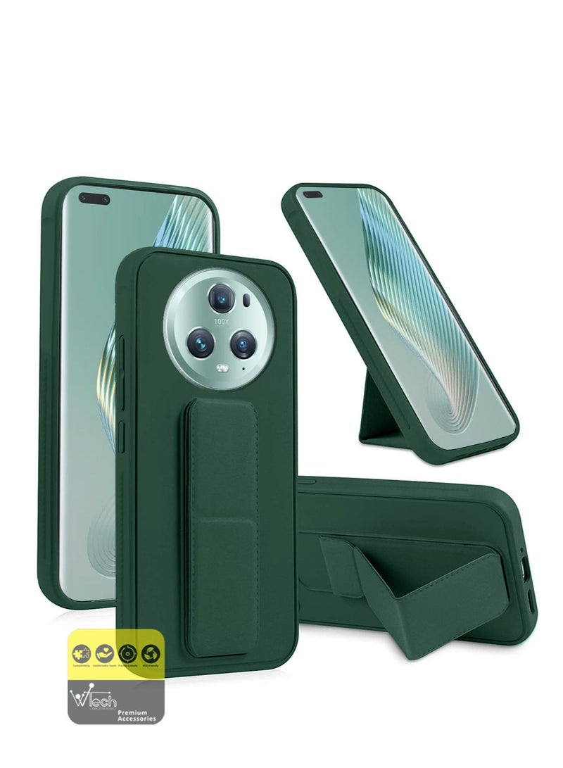 Wtech Hand Grip Foldable Magnetic Kickstand Wrist Strap Finger Grip With Built-In Iron Piece Magnetic Holder For Honor Magic 5 Pro 5G 2023 Dark Green - Image 1