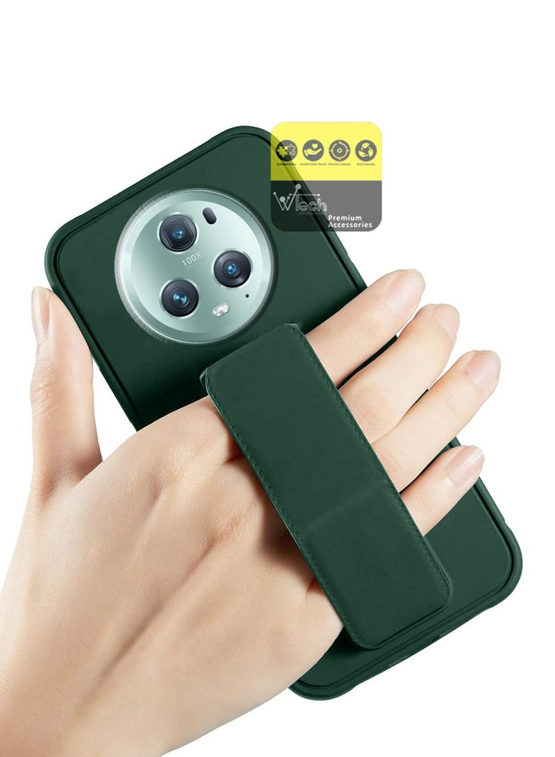 Wtech Hand Grip Foldable Magnetic Kickstand Wrist Strap Finger Grip With Built-In Iron Piece Magnetic Holder For Honor Magic 5 Pro 5G 2023 Dark Green - Image 2