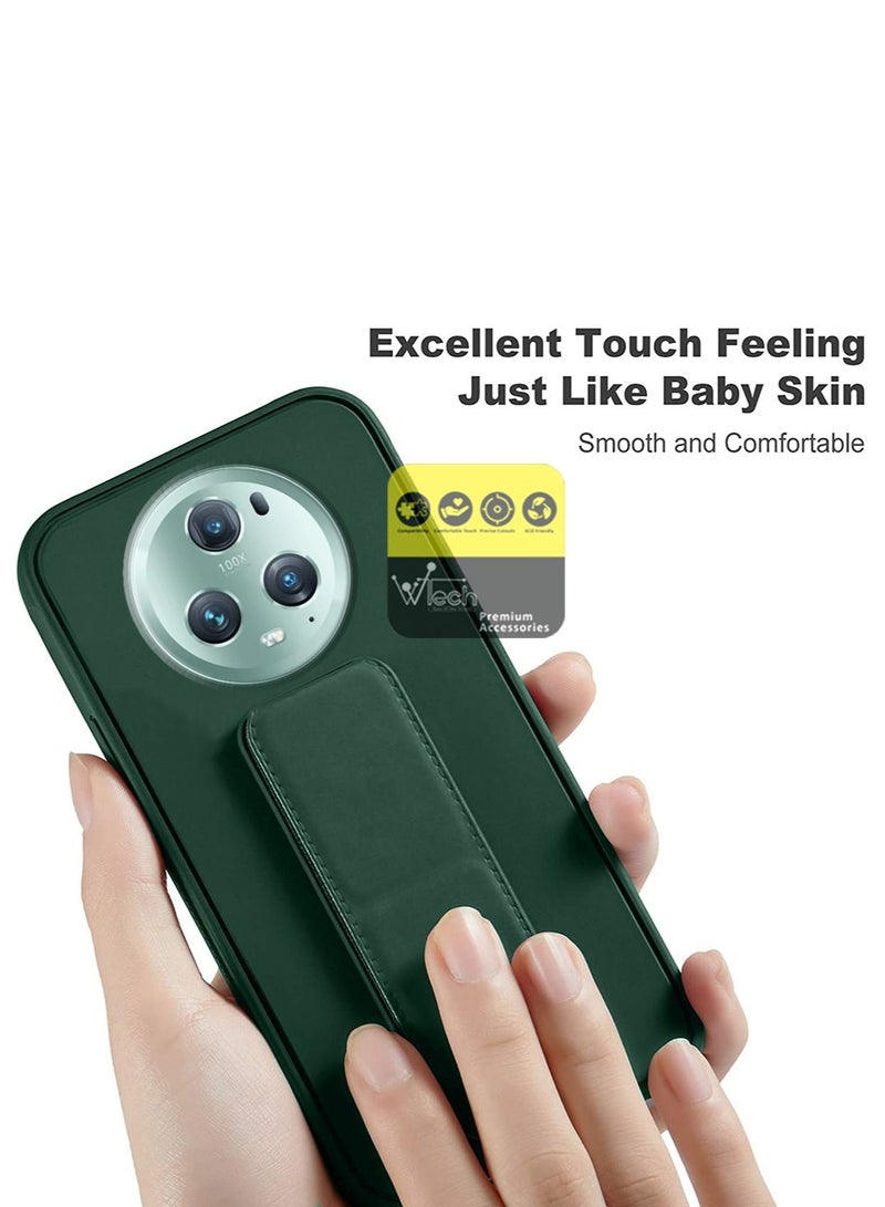 Wtech Hand Grip Foldable Magnetic Kickstand Wrist Strap Finger Grip With Built-In Iron Piece Magnetic Holder For Honor Magic 5 Pro 5G 2023 Dark Green - Image 4