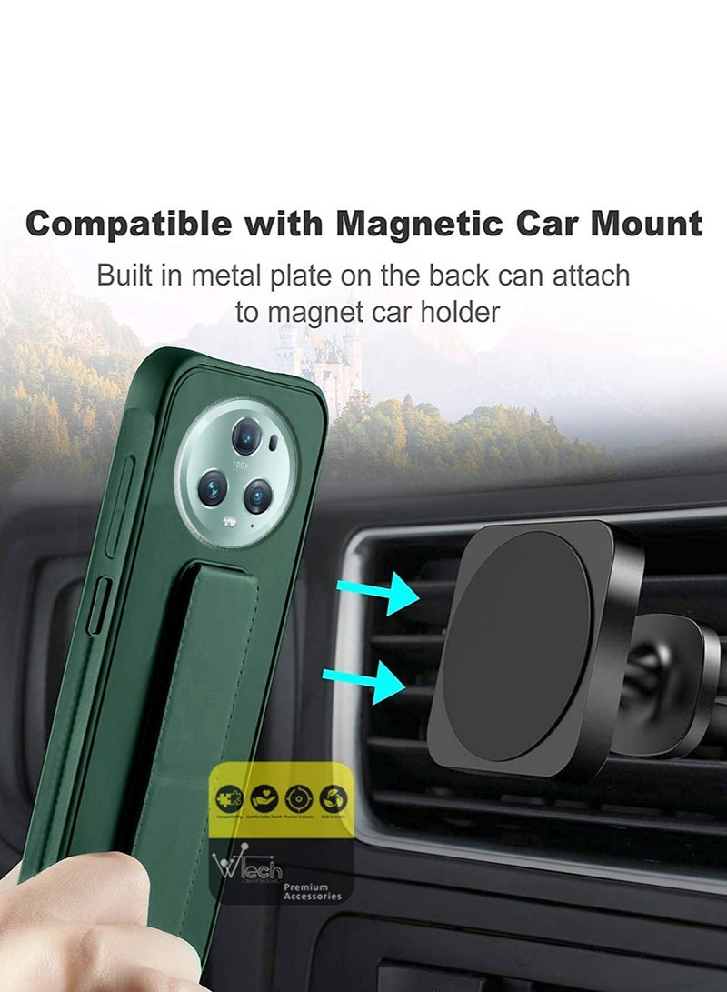 Wtech Hand Grip Foldable Magnetic Kickstand Wrist Strap Finger Grip With Built-In Iron Piece Magnetic Holder For Honor Magic 5 Pro 5G 2023 Dark Green - Image 3