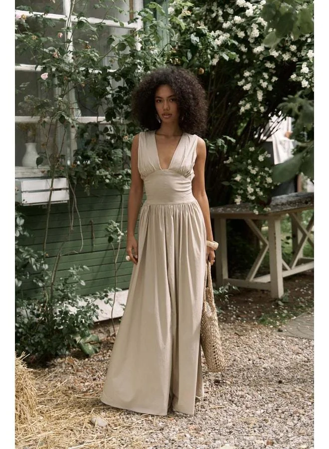 Emilia Corset Detail Stone Long Dress