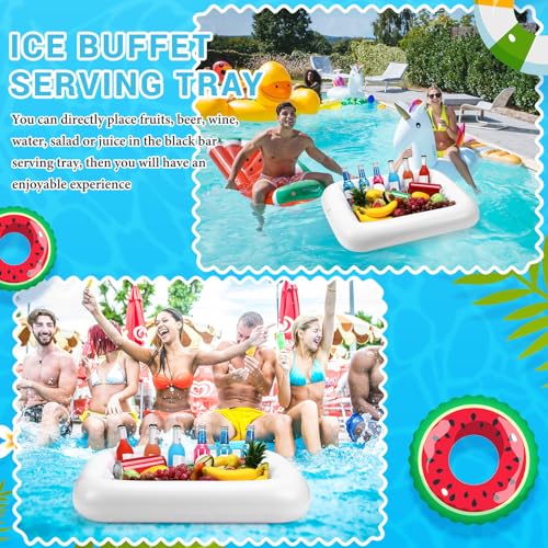 FillTouch حامل مشروبات قابل للنفخ على شكل مستطيل لحمام السباحة، حامل أكواب قابل للنفخ، ملحقات حوض الاستحمام الساخن للبالغين، طفو مشروبات ممتع لحفلات حمام السباحة (أبيض) - Image 5