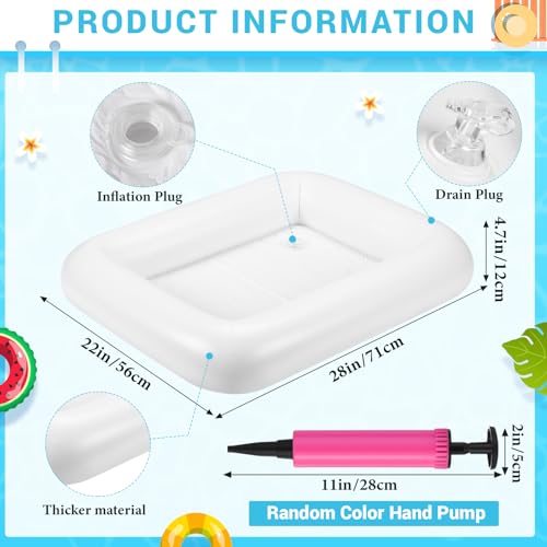 FillTouch حامل مشروبات قابل للنفخ على شكل مستطيل لحمام السباحة، حامل أكواب قابل للنفخ، ملحقات حوض الاستحمام الساخن للبالغين، طفو مشروبات ممتع لحفلات حمام السباحة (أبيض) - Image 2