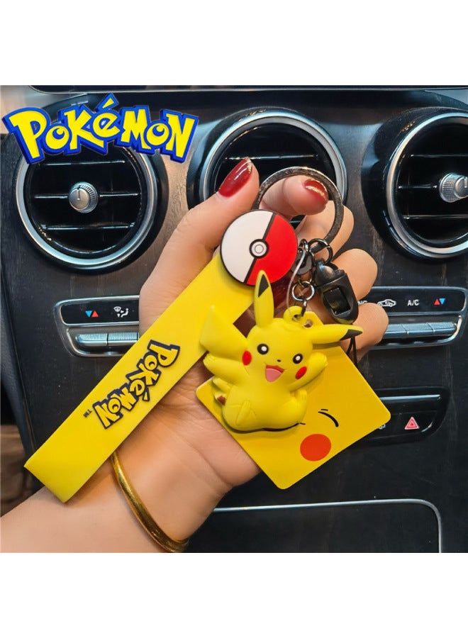 Genuine Baokemeng Series Ornaments Trendy Blind Box Pokémon Car Pikachu Model Doll Hand Toy-Color:Genuine Baokemeng Lanyard-Laughing Pikachu ] - Image 1