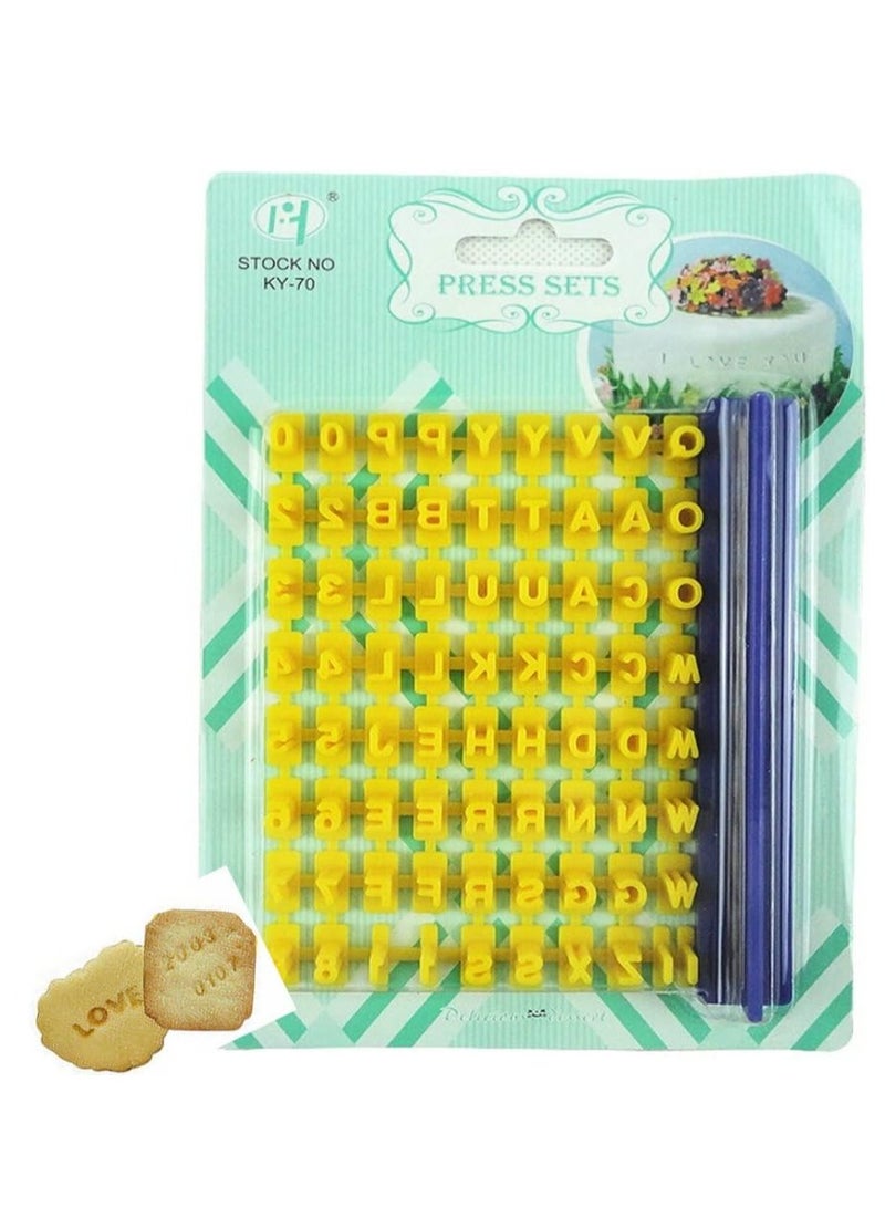 Gracelife 73 pcs Alphabet, Number, Letter Symbols Biscuit Fondant Cake/Cookie Stamp Impress Embosser cutter - Mold Tool Set - Image 1