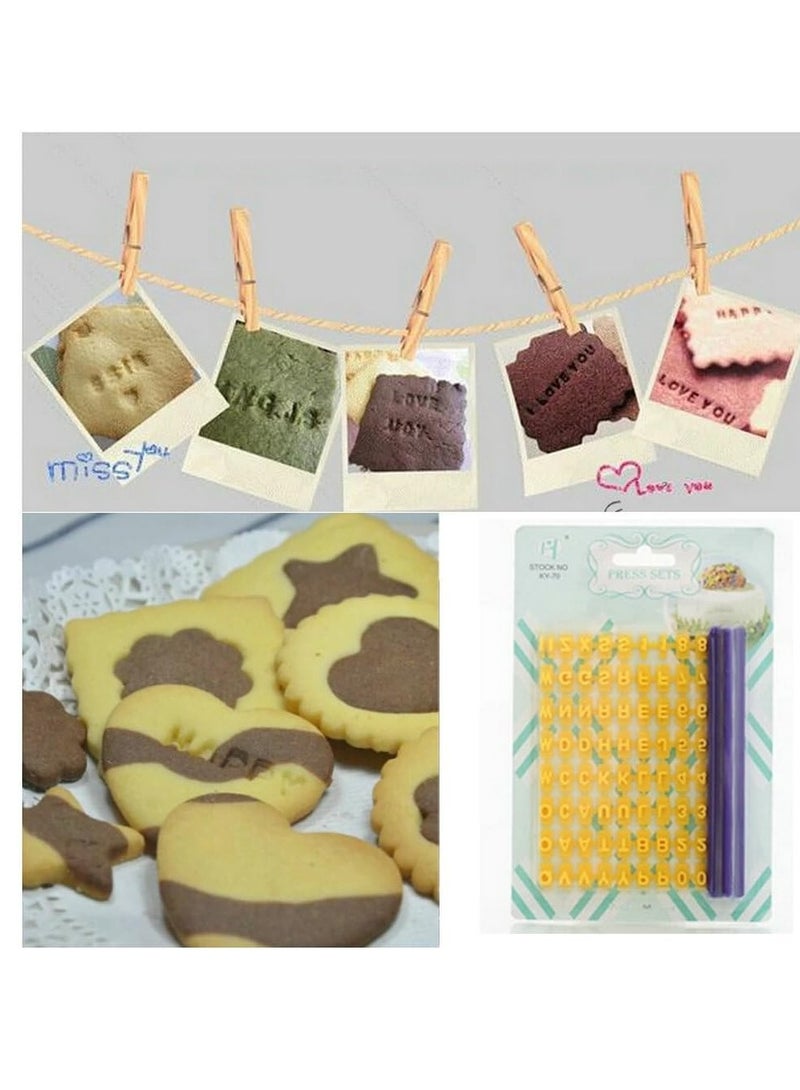 Gracelife 73 pcs Alphabet, Number, Letter Symbols Biscuit Fondant Cake/Cookie Stamp Impress Embosser cutter - Mold Tool Set - Image 3