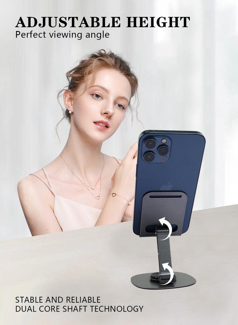 Meishida Foldable Cell Phone Stand, 360° Rotating Desk Phone Holder, Adjustable Phone Holder for Desk - Image 2