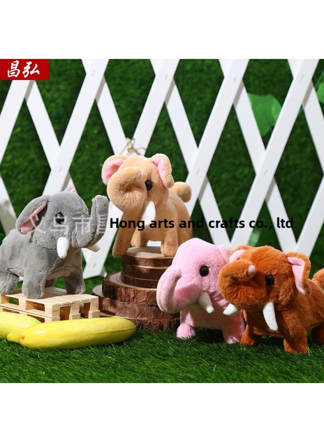 Simulation Electric Plush Electric Elephant Children Play House Pet Toys Will Walk Will Call Cute Little Elephant Toys-Color:Light Brown - Image 2