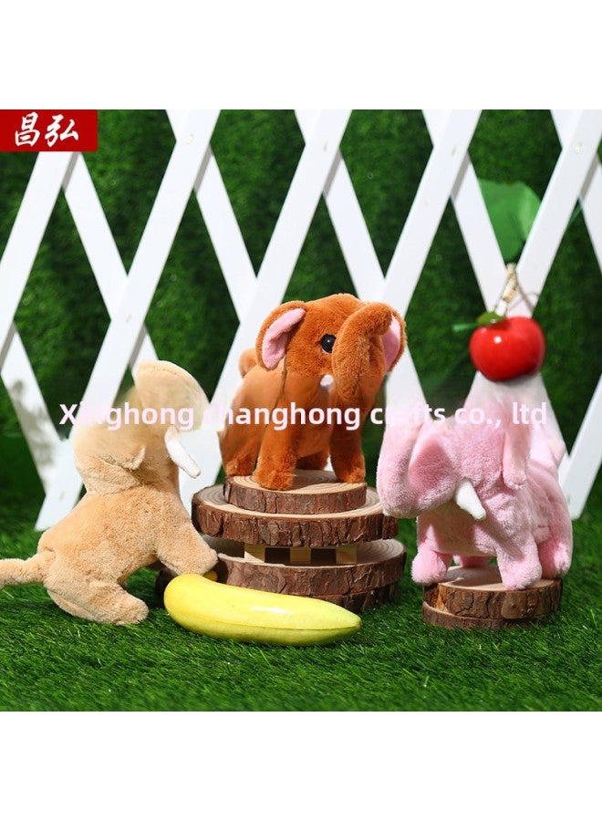 Simulation Electric Plush Electric Elephant Children Play House Pet Toys Will Walk Will Call Cute Little Elephant Toys-Color:Light Brown - Image 3
