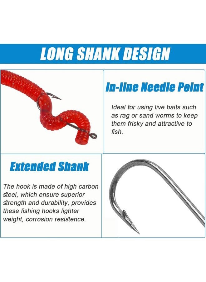VATEICO Aberdeen Hook Set,150pcs Fishing Hooks Long Shank Offset Hook Light Wire Fish Hook High Carbon Steel Freshwater Bass Catfish Trout Mix Color Small Size - Image 4