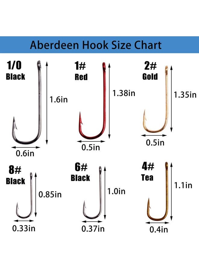 VATEICO Aberdeen Hook Set,150pcs Fishing Hooks Long Shank Offset Hook Light Wire Fish Hook High Carbon Steel Freshwater Bass Catfish Trout Mix Color Small Size - Image 2