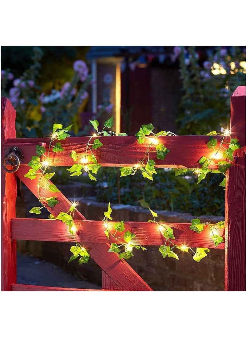 GGEROU - Rattan String Lights Outdoor 100 Led 32.8 FT Realistic Plants String Lights LED Decorative Lights Garland Vines with Lights Solar Powered - Image 1