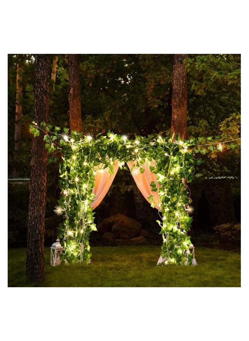 GGEROU - Rattan String Lights Outdoor 100 Led 32.8 FT Realistic Plants String Lights LED Decorative Lights Garland Vines with Lights Solar Powered - Image 1
