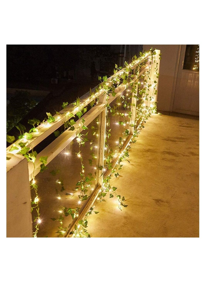 GGEROU - Rattan String Lights Outdoor 100 Led 32.8 FT Realistic Plants String Lights LED Decorative Lights Garland Vines with Lights Solar Powered - Image 1