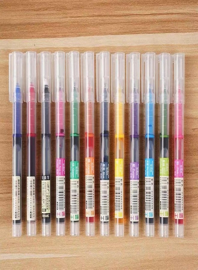 sencoo 12 pack Color Rolling Ball Pens Quick-Drying Ink 0.5 mm Extra Fine Point Pens Liquid Ink Pen Rollerball Pens, Office Supplies - Image 1