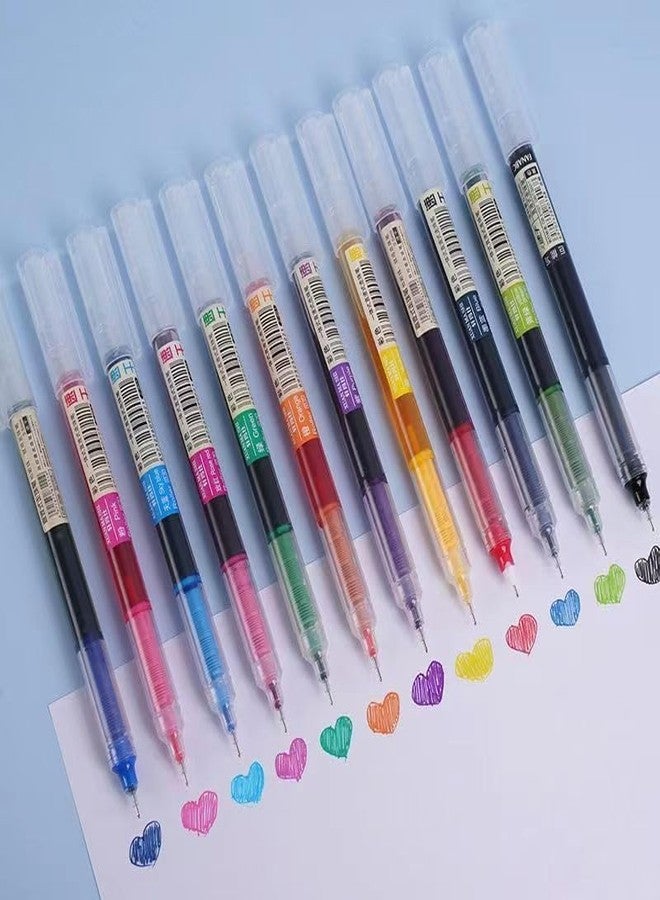 sencoo 12 pack Color Rolling Ball Pens Quick-Drying Ink 0.5 mm Extra Fine Point Pens Liquid Ink Pen Rollerball Pens, Office Supplies - Image 5