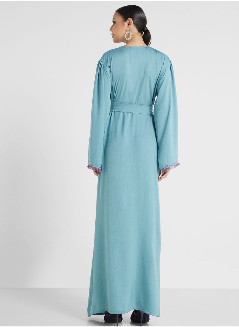 hayas closet - Embellished Belted Jalabiya - Image 1