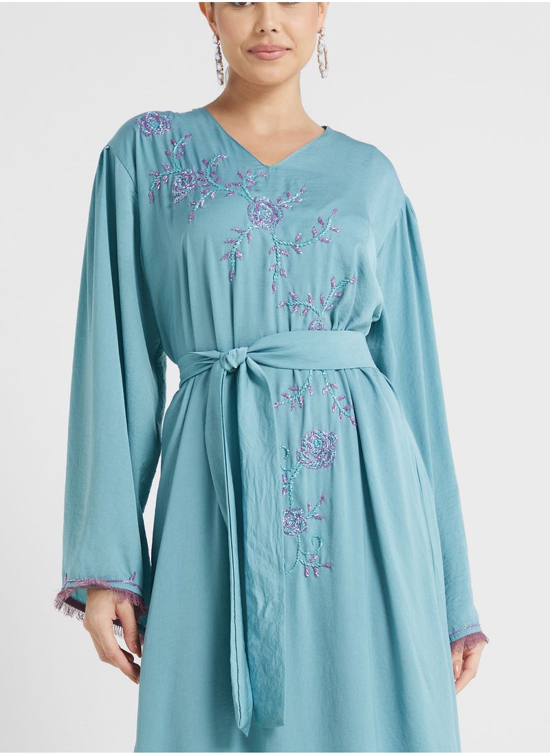 hayas closet - Embellished Belted Jalabiya - Image 1