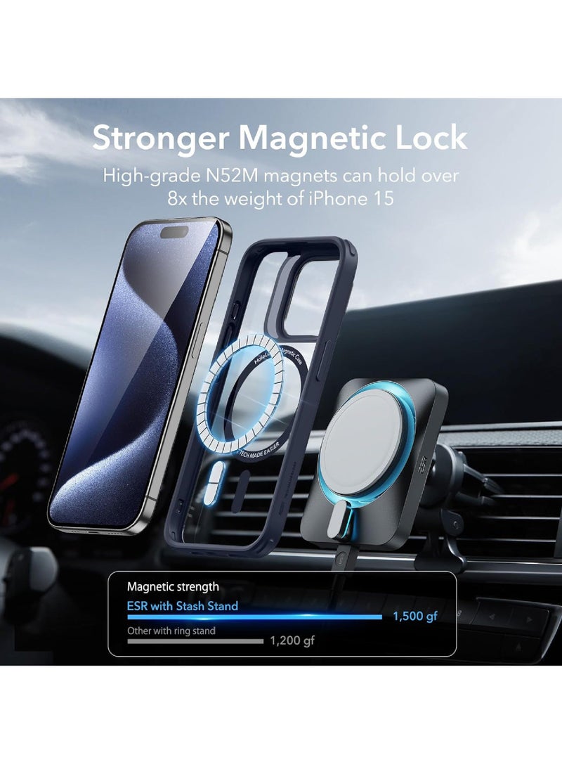 روك بو مناسبة ل iPhone 15 برو الهاتف المحمول شل مع Magsafe العسكرية الصف حماية شل متوافق مع المدمج في حالة Stash Stand الهاتف المحمول الغطاء الخلفي سلسلة الكلاسيكية المضادة للخدش - Image 5