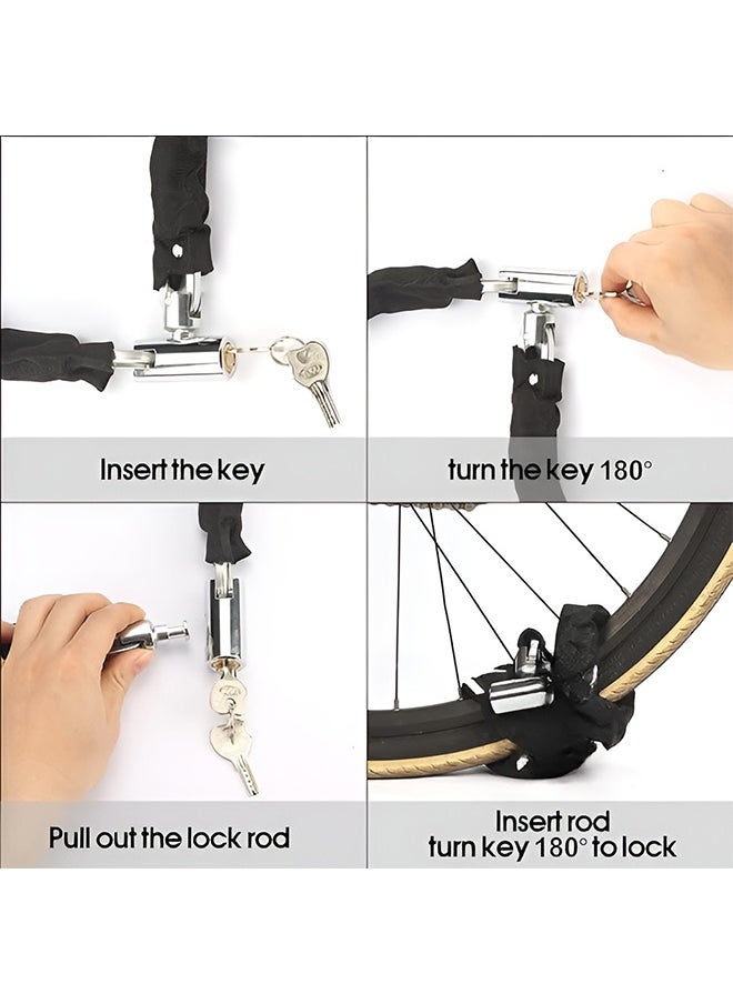 UNUNS Bike Locks Bicycle Chain Lock,Heavy Duty Anti Theft Chain Lock Hydraulic Shear  With Two Keys,Versatile Chain Lock For Bicycles Motorcycles Stroller Gate Fences Scooter Skateboards,Black-90cm/3ft  - Image 3