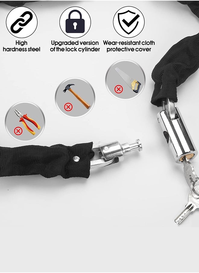 UNUNS Bike Locks Bicycle Chain Lock,Heavy Duty Anti Theft Chain Lock Hydraulic Shear  With Two Keys,Versatile Chain Lock For Bicycles Motorcycles Stroller Gate Fences Scooter Skateboards,Black-90cm/3ft  - Image 2