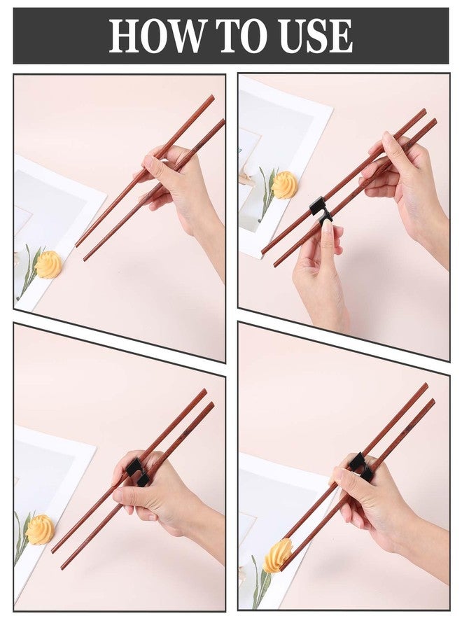 MBAIYO 10 Pcs Reusable Chopstick Helper, Training Chopsticks for Beginners Adults Trainer Chop Sticks Helpers Black Finger Chopsticks - Image 5