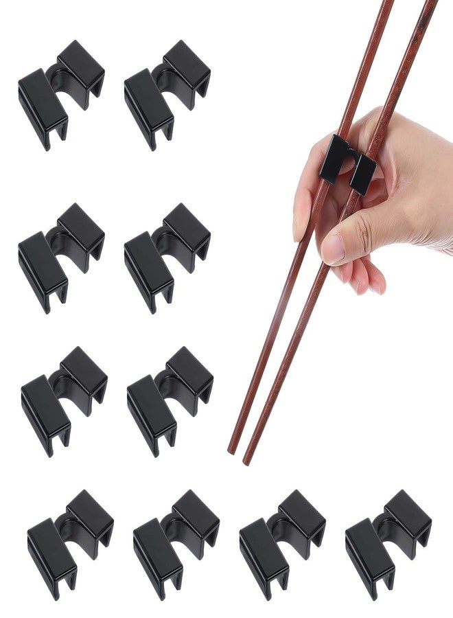 MBAIYO 10 Pcs Reusable Chopstick Helper, Training Chopsticks for Beginners Adults Trainer Chop Sticks Helpers Black Finger Chopsticks - Image 1
