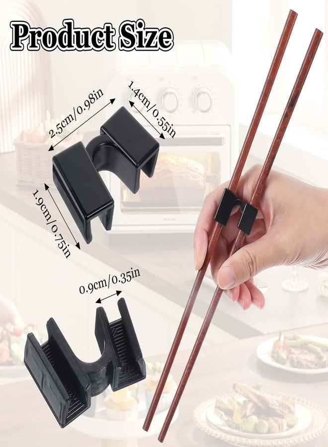 MBAIYO 10 Pcs Reusable Chopstick Helper, Training Chopsticks for Beginners Adults Trainer Chop Sticks Helpers Black Finger Chopsticks - Image 2