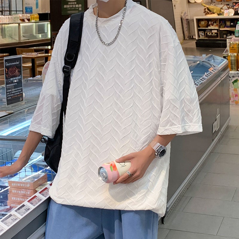 Summer Thin Ice Silk Short-Sleeved T-Shirt For Men Cool Instagram Brand Hong Kong Style All-Match Fashionable Casual Japanese Style Loose Half-Sleeved T-Shirt - Image 4