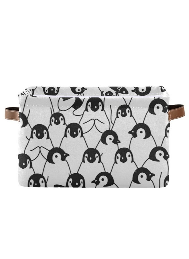 Aslsiy Penguin Storage Basket Bins Collapsible Storage Cube Clothes Organizer Laundry Hamper with Handles for Home Living Room Bedroom Closet Toys Blankets 1 Pcs - Image 1