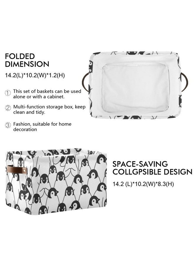 Aslsiy Penguin Storage Basket Bins Collapsible Storage Cube Clothes Organizer Laundry Hamper with Handles for Home Living Room Bedroom Closet Toys Blankets 1 Pcs - Image 2