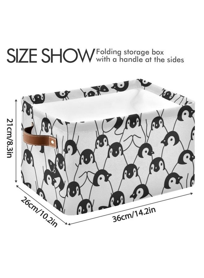 Aslsiy Penguin Storage Basket Bins Collapsible Storage Cube Clothes Organizer Laundry Hamper with Handles for Home Living Room Bedroom Closet Toys Blankets 1 Pcs - Image 3
