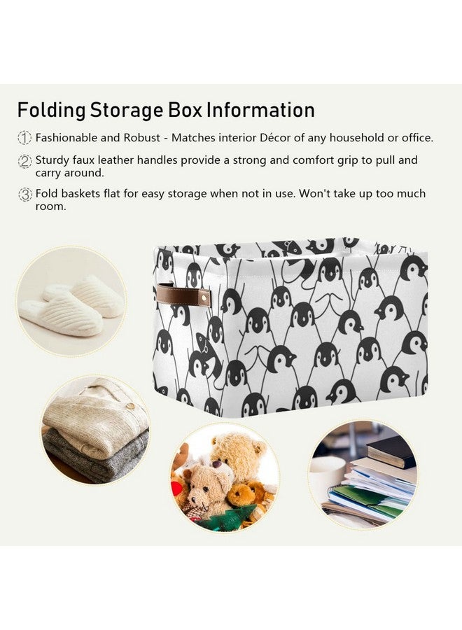 Aslsiy Penguin Storage Basket Bins Collapsible Storage Cube Clothes Organizer Laundry Hamper with Handles for Home Living Room Bedroom Closet Toys Blankets 1 Pcs - Image 5