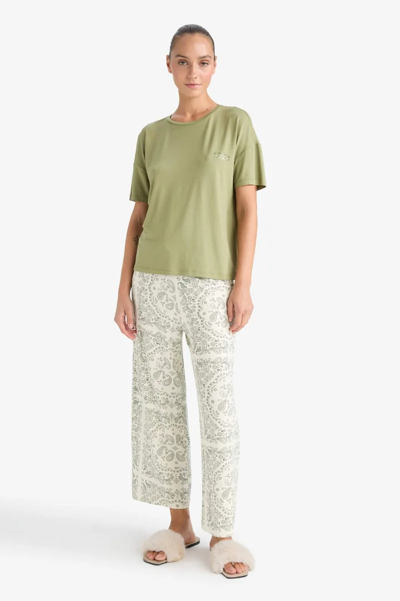 Defacto Fall in Love Regular Fit 2 Piece Printed Pyjamas Set