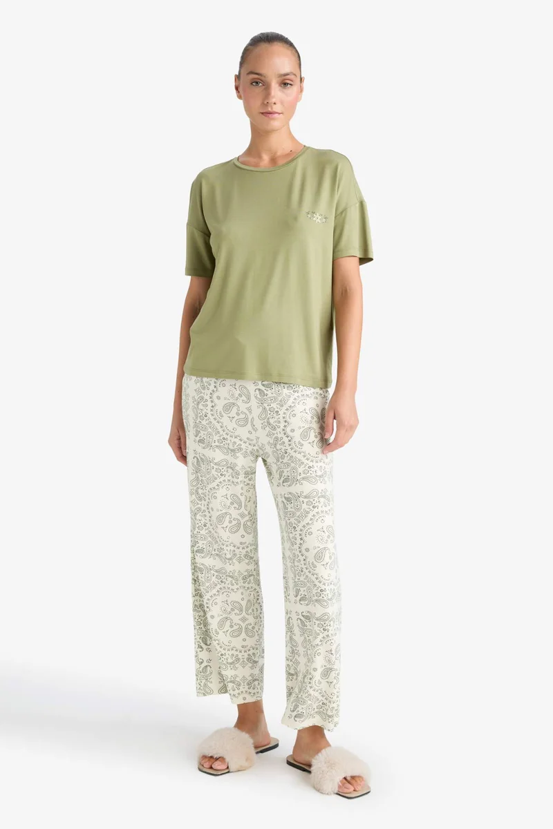 Defacto Fall in Love Regular Fit 2 Piece Printed Pyjamas Set