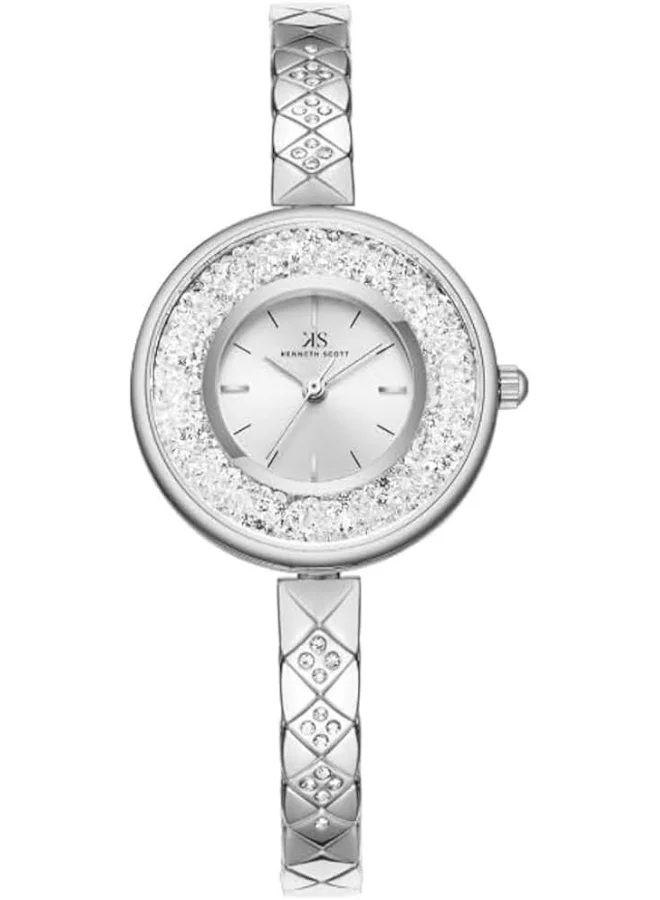 كينيث سكوت Kenneth Scott Women's PC21 Movement Watch, Analog Display and Stainless Steel Strap - K23515-SBSS, Silver