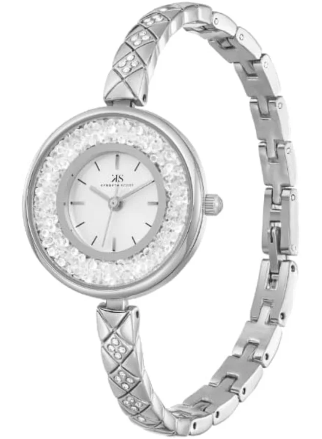 كينيث سكوت Kenneth Scott Women's PC21 Movement Watch, Analog Display and Stainless Steel Strap - K23515-SBSS, Silver