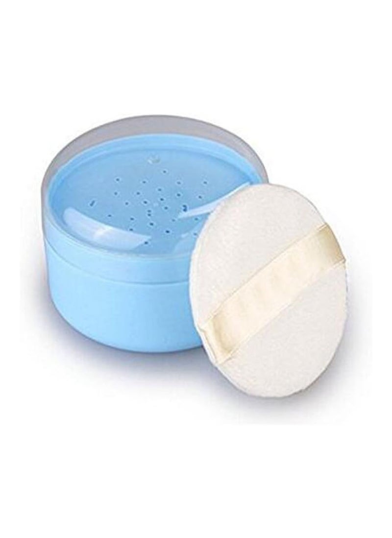 ericotry Baby Care 3.5'' Baby After-Bath Powder Puff Kit Container Dispensor Case With Sifter Blue  - Image 1