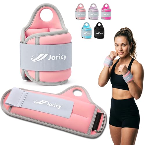 JORICY Wrist Weights for Women Men 2LBS Pair 1 LB Each Weight Arm Weights with Thumb Loops Lock Weights Weighted Gloves for Running Walking Cardio Exercises Light Pink - Image 1