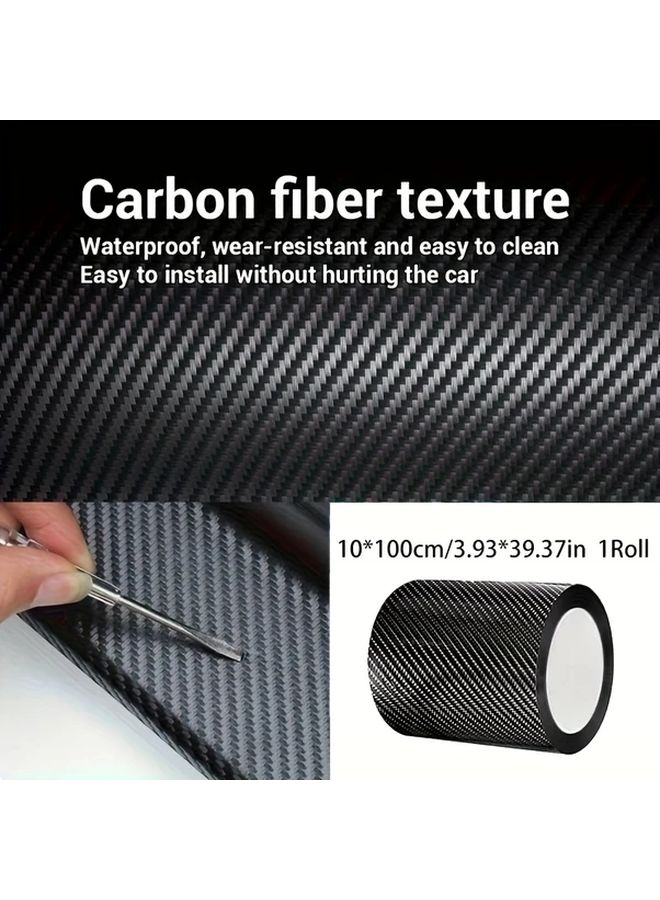 3D Nano Carbon Fiber Car Door Edge Protector 10cm X 100cm 3 93 X 39 37in Self Adhesive Tape Waterproof Scratch Resistant Transparent Anti Collision Film Modern Vehicle Accessories - Image 3