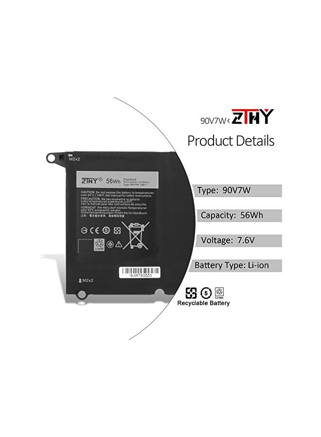 ZTHY 56Wh 90V7W Laptop Battery Replacement For Dell Xps 13 9343 9350 Ultrabook P54G P54G001 P54G002 13D 9343 13D-9343-1808T 13D-9343-350 13D-9343-3708 13-9350-D1708 13-9350-D1608 5K9Cp Din02 - Image 2