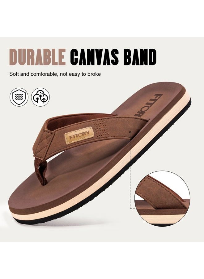 FITORY Men's Flip-Flops, Thongs Sandals Comfort Slippers for Beach Size 6-15, Tan, 10 - Image 5