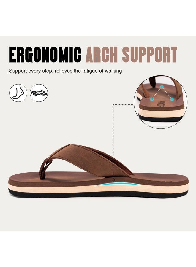 FITORY Men's Flip-Flops, Thongs Sandals Comfort Slippers for Beach Size 6-15, Tan, 10 - Image 4
