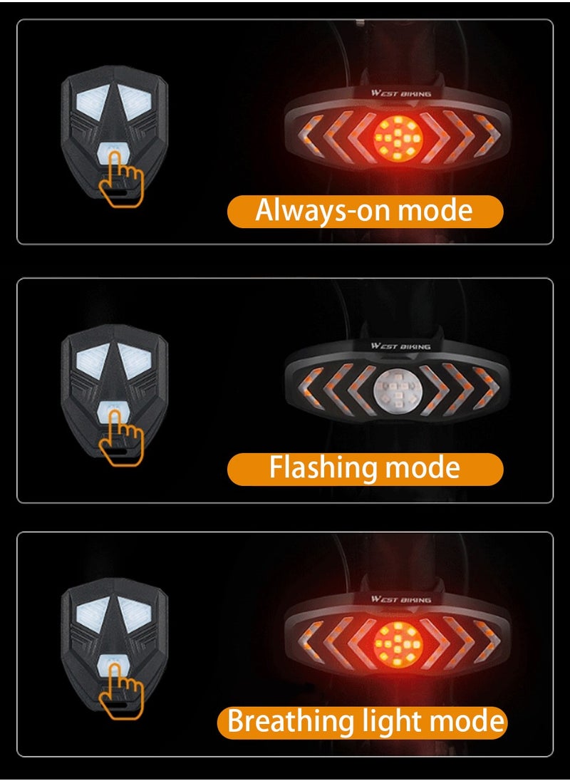 WEST BIKING Bicycle Tail Light with Remote Control, Bicycle Light Group, USB Rechargeable Bicycle Tail light, Turn Signal, Waterproof 5 Modes, Night Riding Warning Light, Red Light, Road Mountain Biking Equipment, Suitable for Riding,9.75*3.4cm  - Image 4