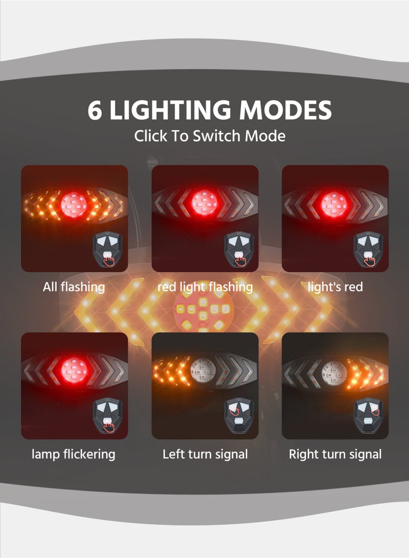 ويست بايكنج مصباح ذيل للدراجة مع جهاز تحكم عن بعد ، مجموعة إضاءة الدراجات ، مصباح خلفي للدراجة USB قابل لإعادة الشحن ، إشارة انعطاف ، 5 أوضاع مقاومة للماء ، ضوء تحذير ركوب ليلي ، ضوء أحمر ، معدات ركوب الدراجات الجبلية على الطريق ، مناسبة للركوب ، 9.75 * 3.4 سم - Image 5