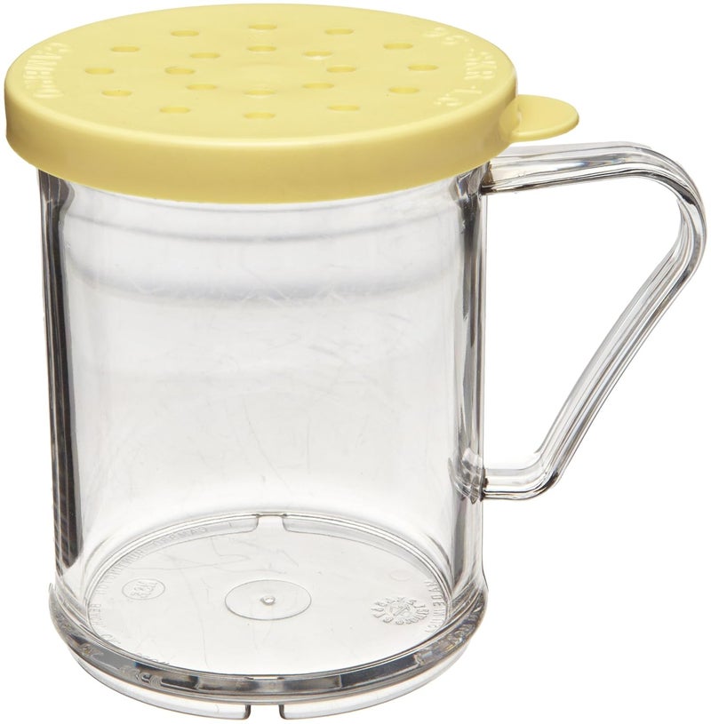 96SKRC 10 oz Capacity, Camwear Polycarbonate Shaker/Dredge with Yellow Cheese Lid