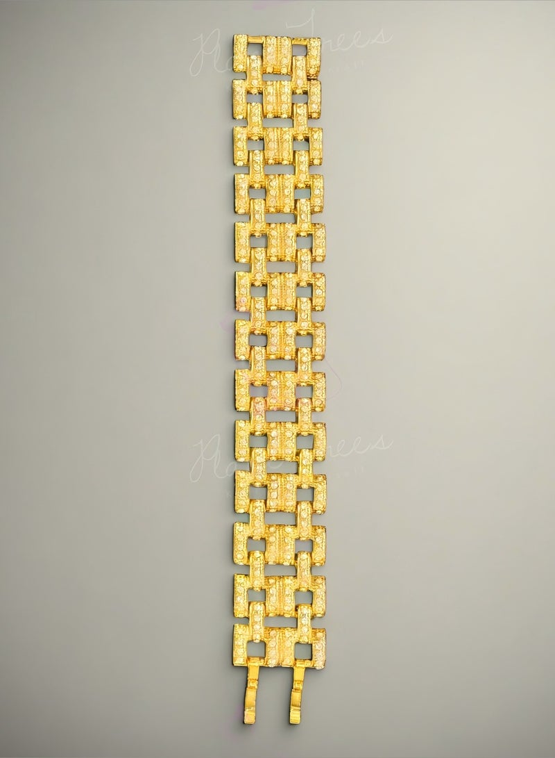 Plane Trees Gold Geometric Link Bracelet with Sparkling Crystals – PLANE TREES - Image 1