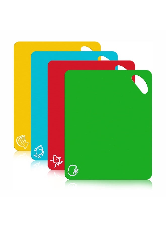 4pieces Flexible Kitchen Plastic Cutting Board Mats BPA Free Non Slip Durable Cutting Mat for Meat and Vegetables Fish Fruit With Hook - Image 1