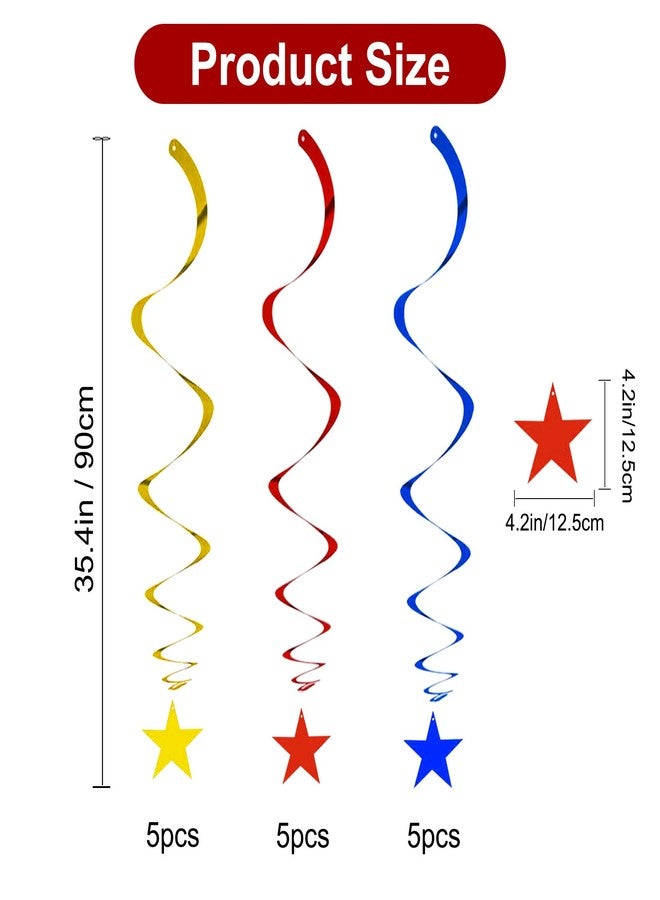 بيشيدا زينة بيشيدا المعلقة على شكل نجمة حمراء وزرقاء وذهبية، لوازم حفلات أعياد الميلاد المعلقة لحفلات التخرج وحفلات الزفاف وحفلات استقبال المولود الجديد، عبوة من 15 قطعة - Image 3